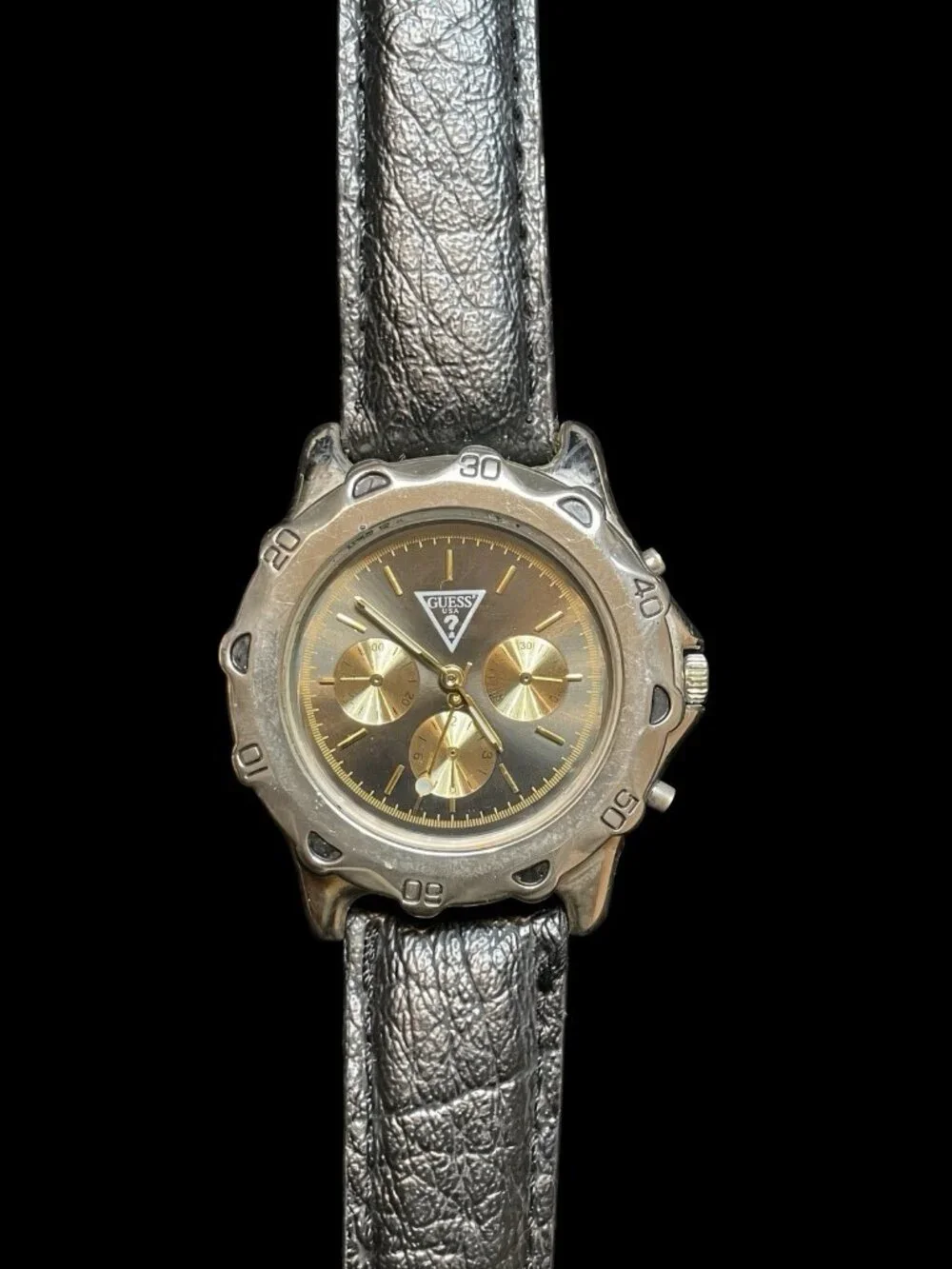 Vintage Guess Chronograph Men’s Watch Gold 1994 Japan Movt Needs New Strap